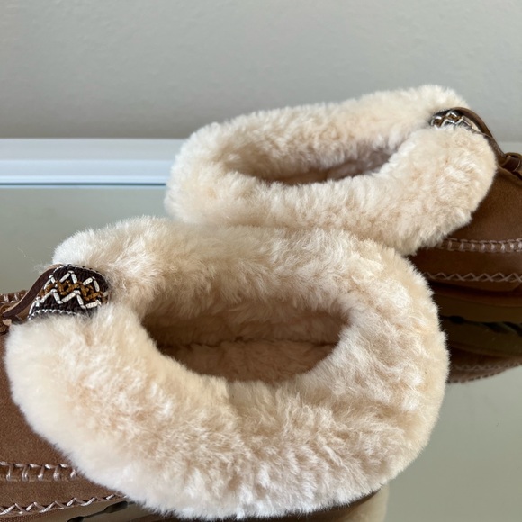 UGG Tasman Alpine Suede Fur Collar Leather Knot Slipper Clogs - Size 9 - Picture 14 of 14